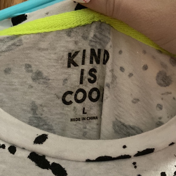 Kind Is Cool Kids Large Black and White Splatter Print Long Sleeve Dress - Picture 2 of 3